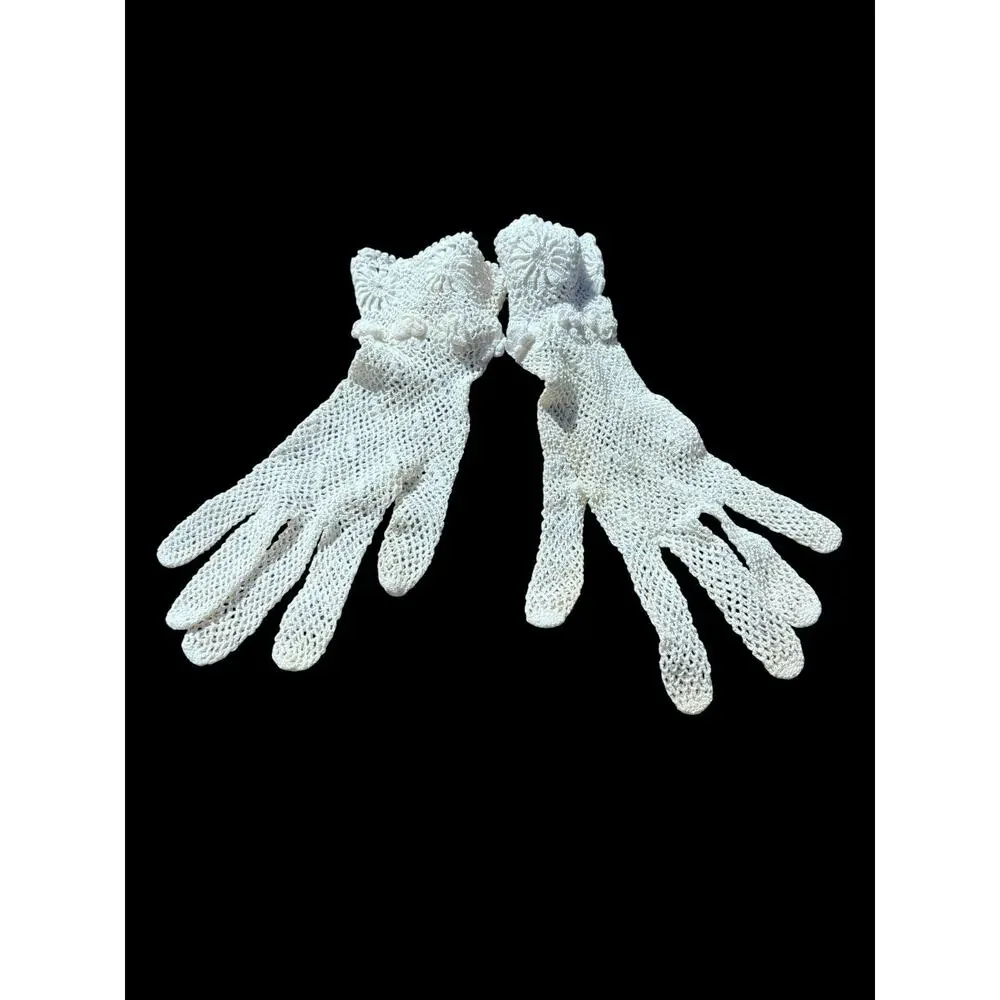 Vintage Crotcheted Gloves Dainty Feminine Fairy Garden Cottagecore Wedding Sweet